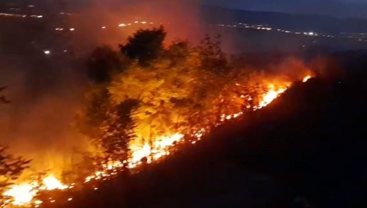 Ardahan’da anız ve fidanlık yangını geceyi aydınlattı