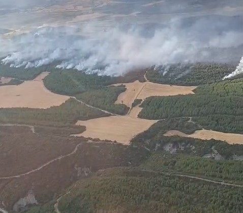 Çanakkale’de devam eden orman yangınına havadan ve karadan yoğun müdahale devam ediyor