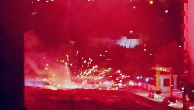 Diyarbakır’da havai fişek inşaat alanındaki malzemeleri tutuşturdu, düğün konvoyundakiler yangını söndürdü