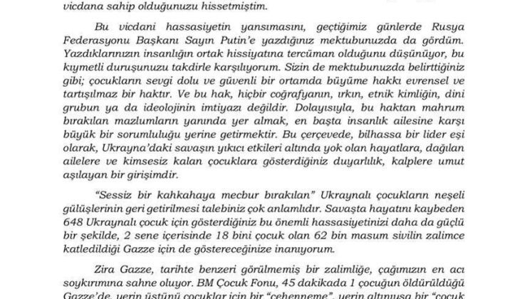 Emine Erdoğan’dan Melania Trump’a Gazze’deki insani krize ilişkin mektup: