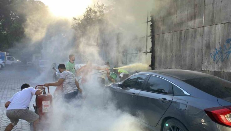 İzelman otoparkında yangın paniği