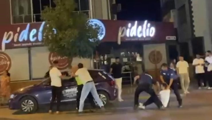İzmir’de polise saldırı anı kamerada