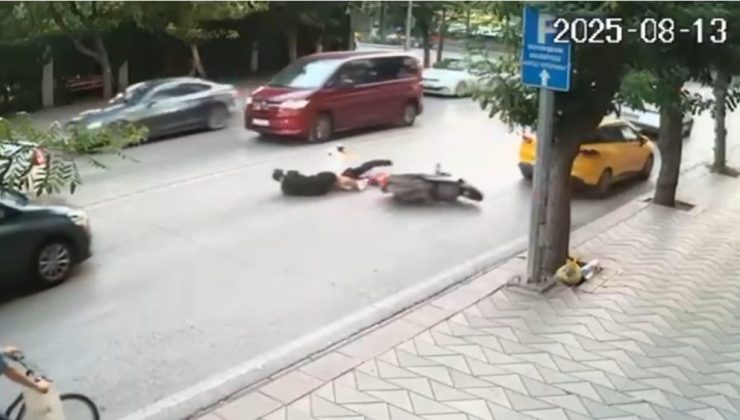 Kasksız yolcu taşıyan sürücü motosikleti yere yatırdı
