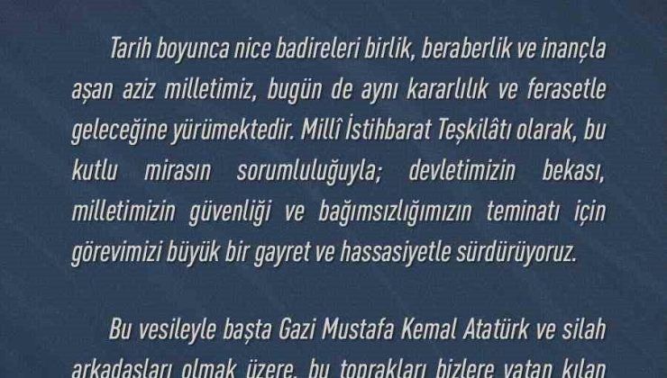 MİT Başkanı Kalın’dan, 30 Ağustos mesajı