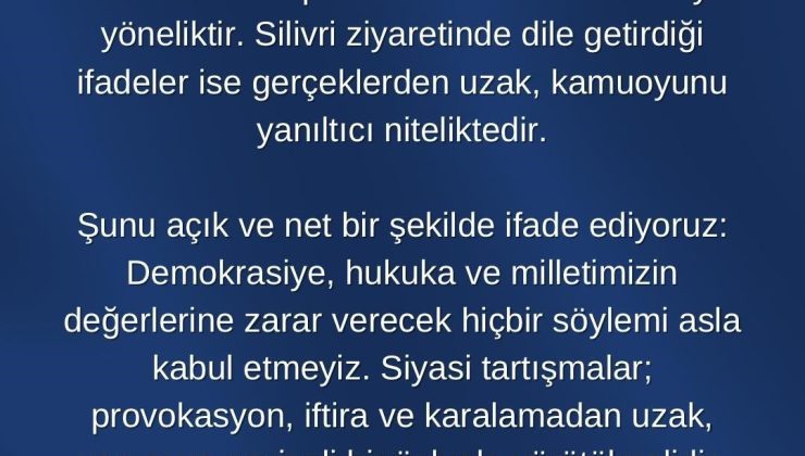 Okandan: “Özel’in açıklamaları toplumsal huzuru zedelemeye yöneliktir”