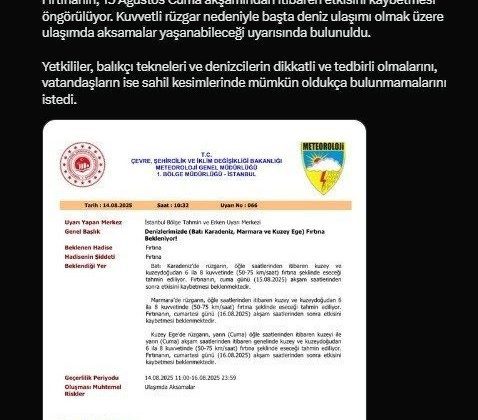 Sakarya kıyılarında fırtına uyarısı