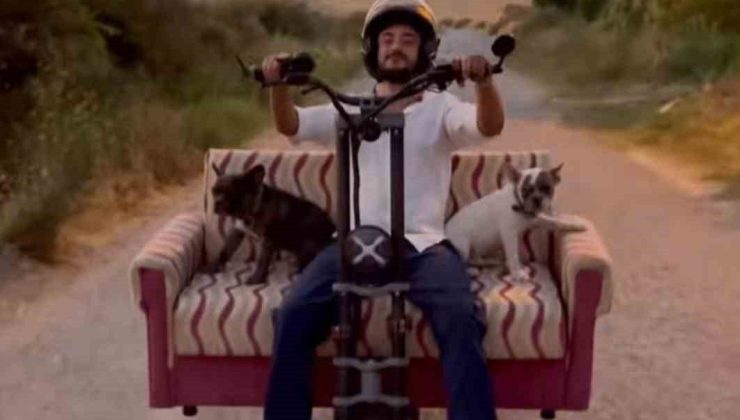 Scootere koltuk monte edip, köpekleriyle yolculuk yaptı