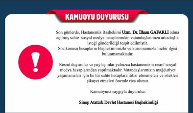 Sinop Atatürk Devlet Hastanesi’nden sahte hesap uyarısı