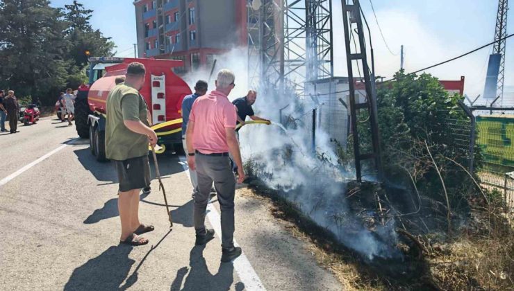 Tekirdağ’da yol kenarında çıkan yangın büyümeden söndürüldü