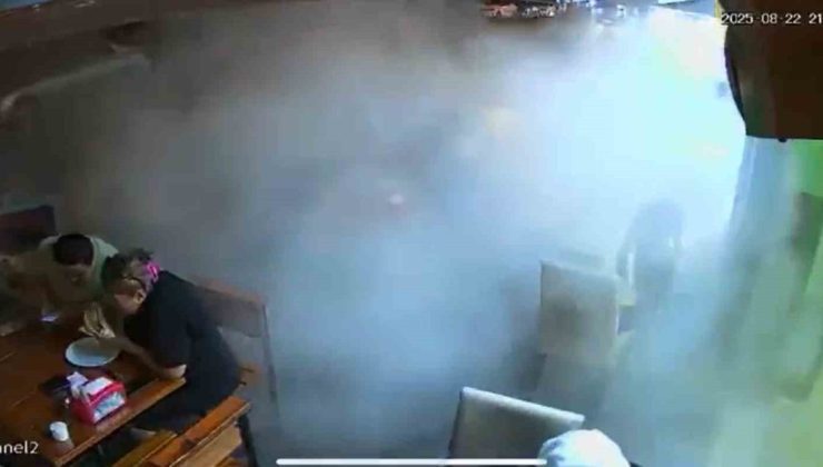 Yalova’da patlayan kamyon lastiği restoranda tozu dumana kattı