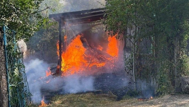 Zonguldak’ta evin önce bahçesinde, sonra çatısında çıkan yangın korkuttu